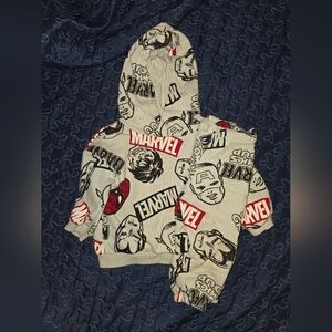 Marvel Character Print Hoodie and Joggers in Gray and Red